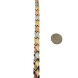 14k Tri Tone Gold 9.7g Brushed Finish 8mm Fancy X Link Bracelet Turkey 7"