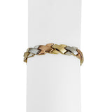 14k Tri Tone Gold 9.7g Brushed Finish 8mm Fancy X Link Bracelet Turkey 7"