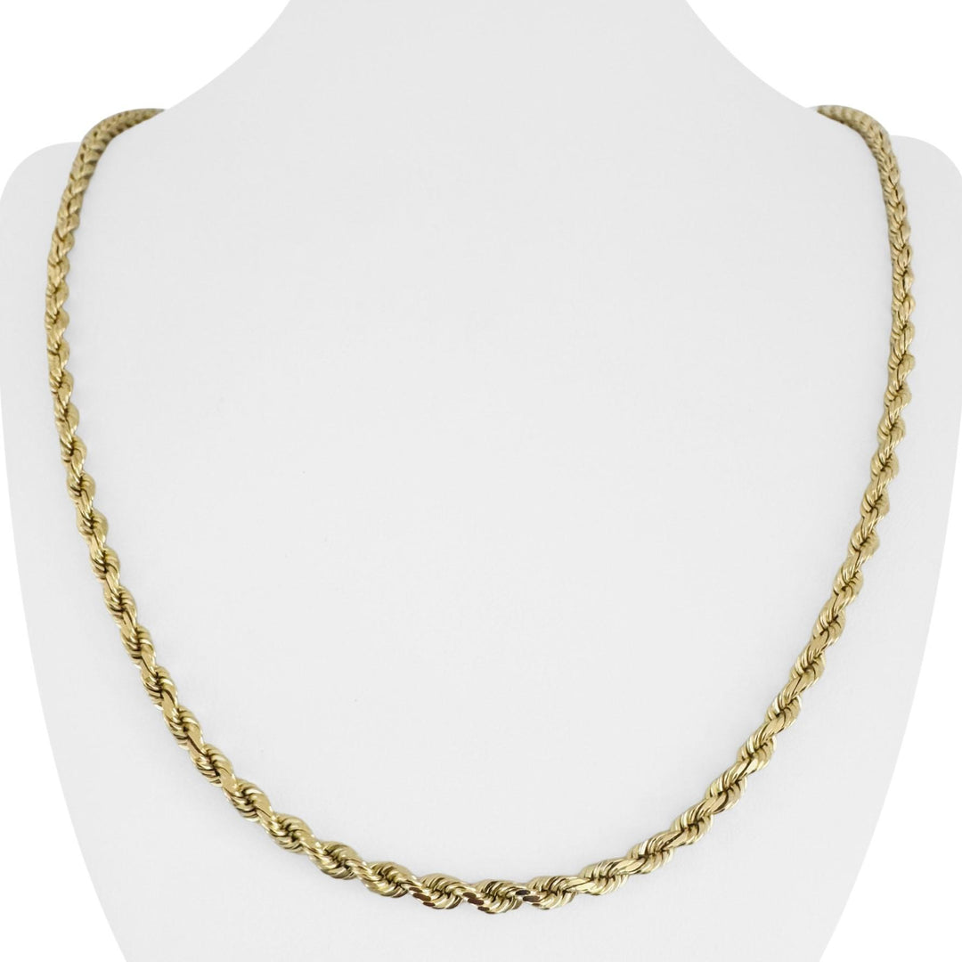 14k Yellow Gold 31.3g Solid 4mm Diamond Cut Rope Chain Necklace 24"