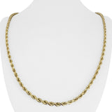 14k Yellow Gold 31.3g Solid 4mm Diamond Cut Rope Chain Necklace 24"