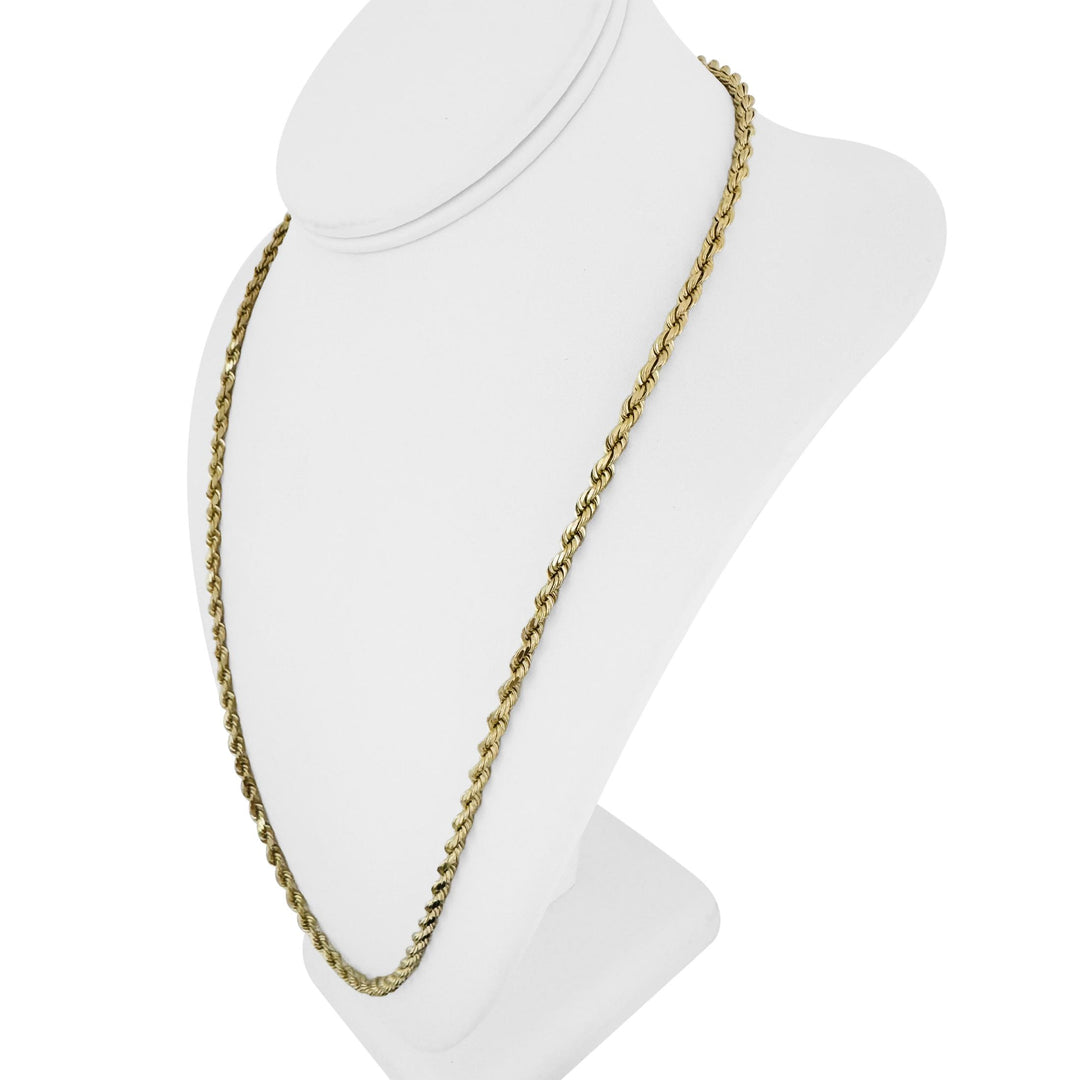 14k Yellow Gold 31.3g Solid 4mm Diamond Cut Rope Chain Necklace 24"