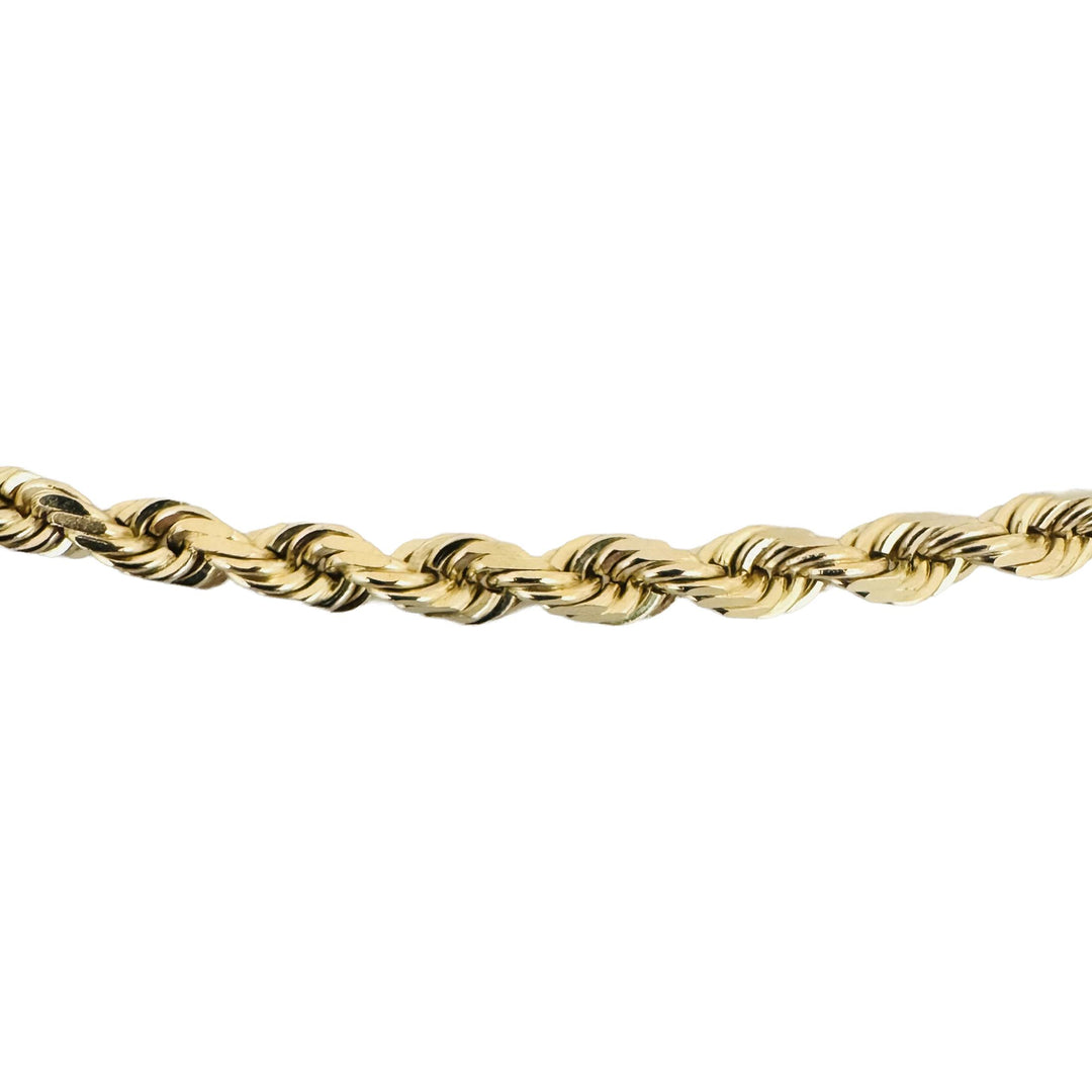 14k Yellow Gold 31.3g Solid 4mm Diamond Cut Rope Chain Necklace 24"