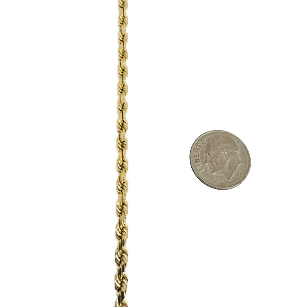 14k Yellow Gold 31.3g Solid 4mm Diamond Cut Rope Chain Necklace 24"