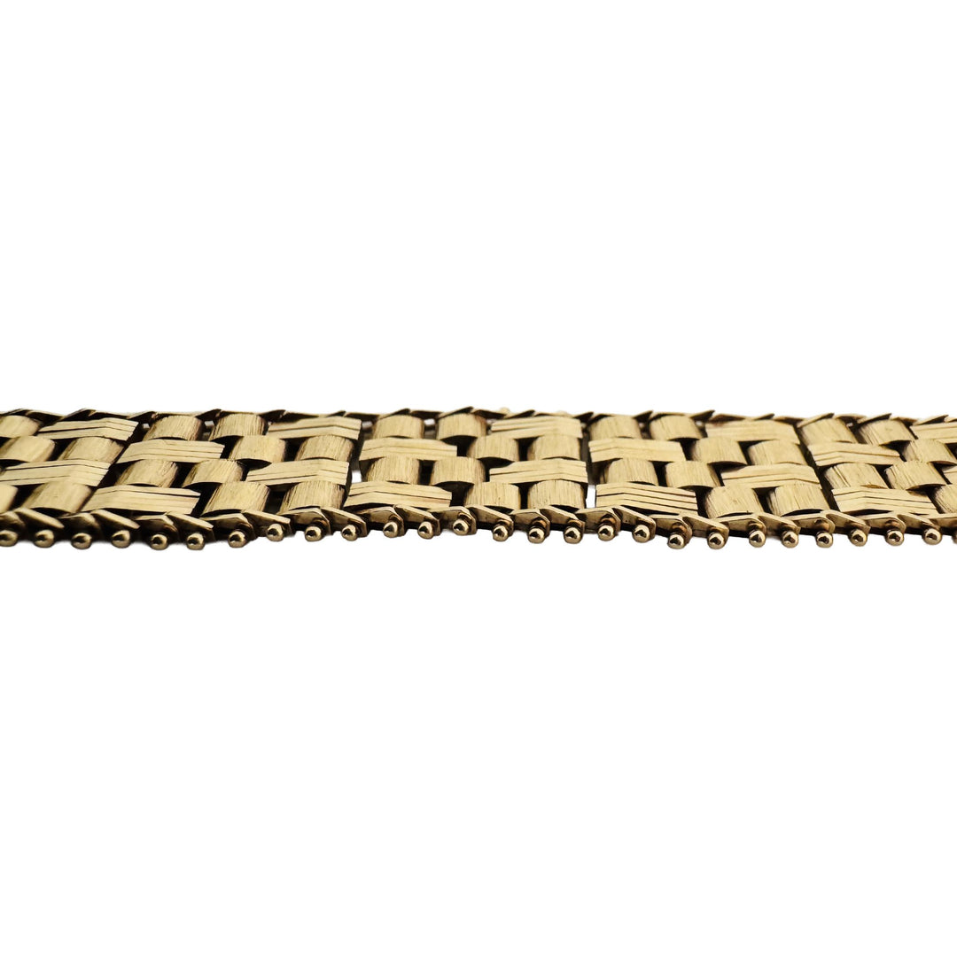 14k Yellow Gold 20g Solid Imperial Gold Beaded Woven Link Bracelet Mexico 7"