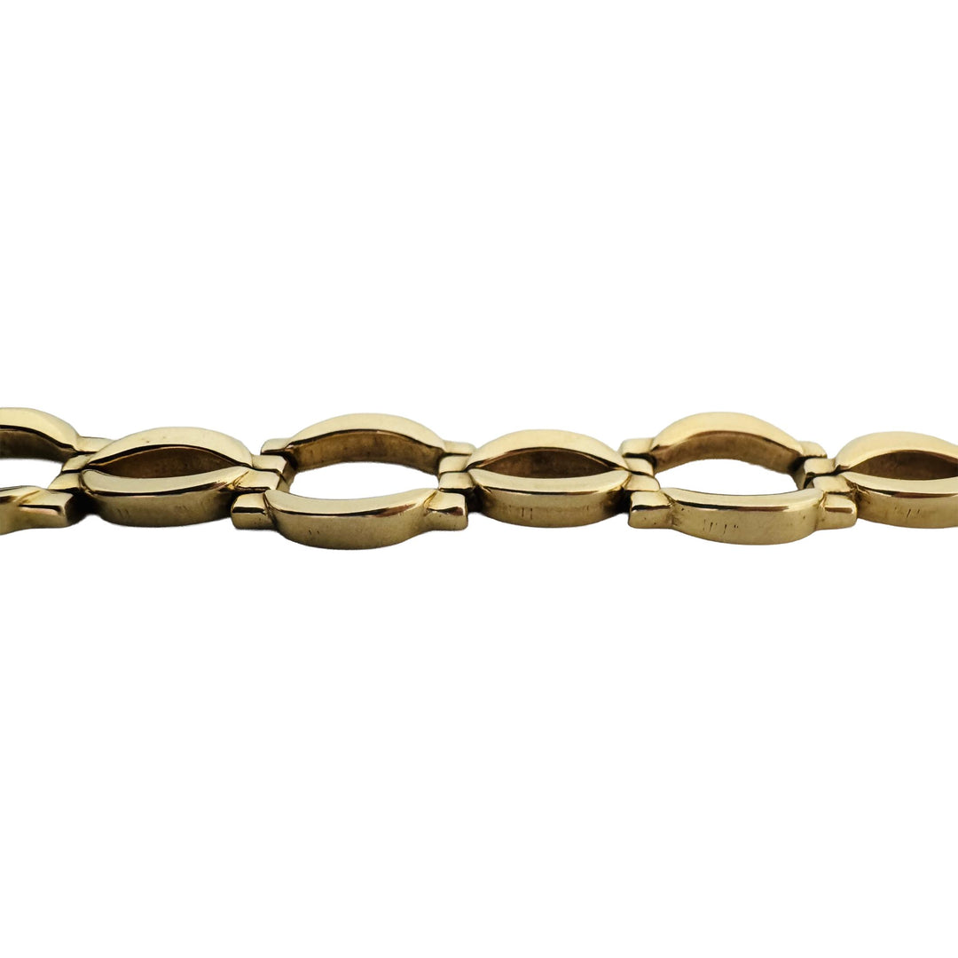 14k Yellow Gold 13.5g Ladies Polished 12mm Fancy Link Bracelet Italy 7"