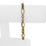 14k Yellow Gold 5.3g Hollow Light 7.5mm Fancy Cable Link Bracelet Turkey 8"
