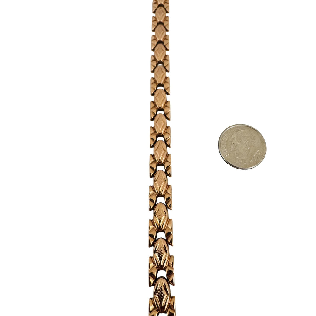 14k Rose Gold 9.4g Ladies Vintage 8mm Fancy Link Bracelet Italy 7"