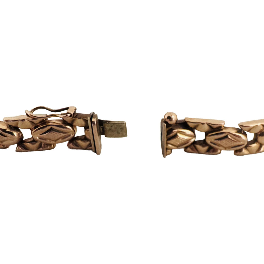 14k Rose Gold 9.4g Ladies Vintage 8mm Fancy Link Bracelet Italy 7"