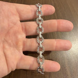 14k White Gold 15g Solid Imperial Gold 11mm Beaded Circle Link Bracelet 7"