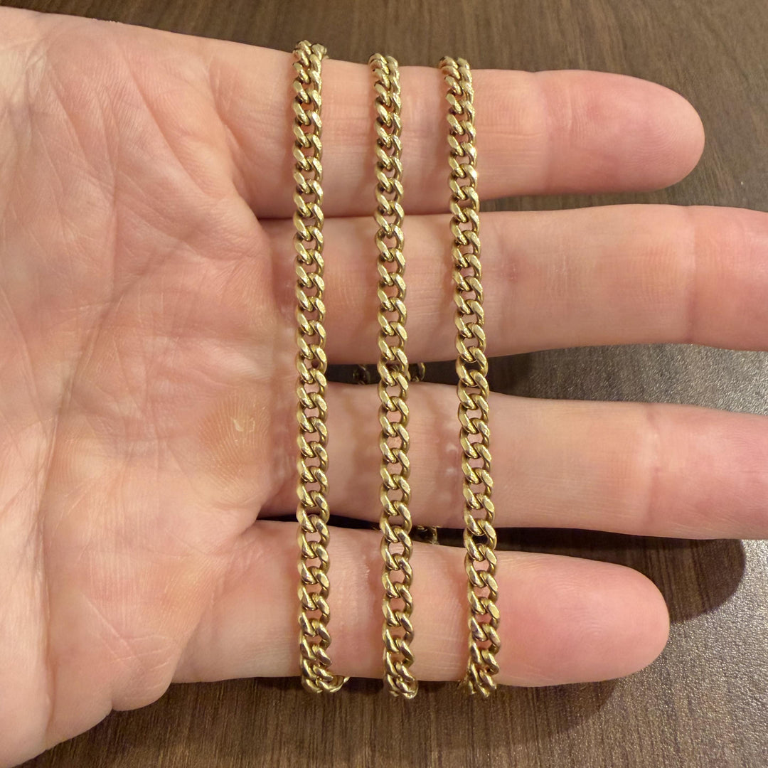14k Yellow Gold 13.2g Hollow Light 4.5mm Curb Link Chain Necklace 24"