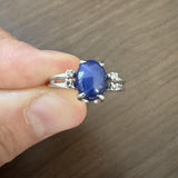 14k White Gold Blue Star Sapphire and Diamond Ring Size 9