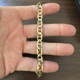 14k Yellow Gold 20.9g Solid Men's 8mm Mariner Link Bracelet Italy 8.25"