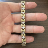 14k Yellow and White Gold 13g Two Tone Braided Link Reversible Bracelet 7.25"