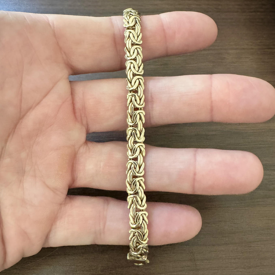 14k Yellow Gold 9.9g Ladies 7.5mm Byzantine Link Bracelet Italy 7"