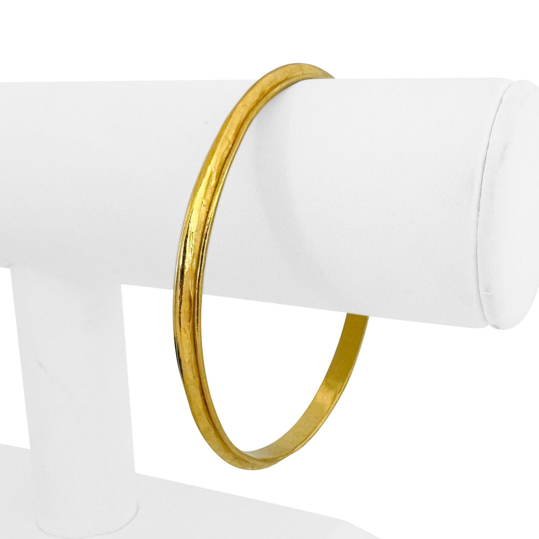 22k Yellow Gold 32.3g Solid Heavy 5mm Hammered Round Bangle Bracelet 8.5"