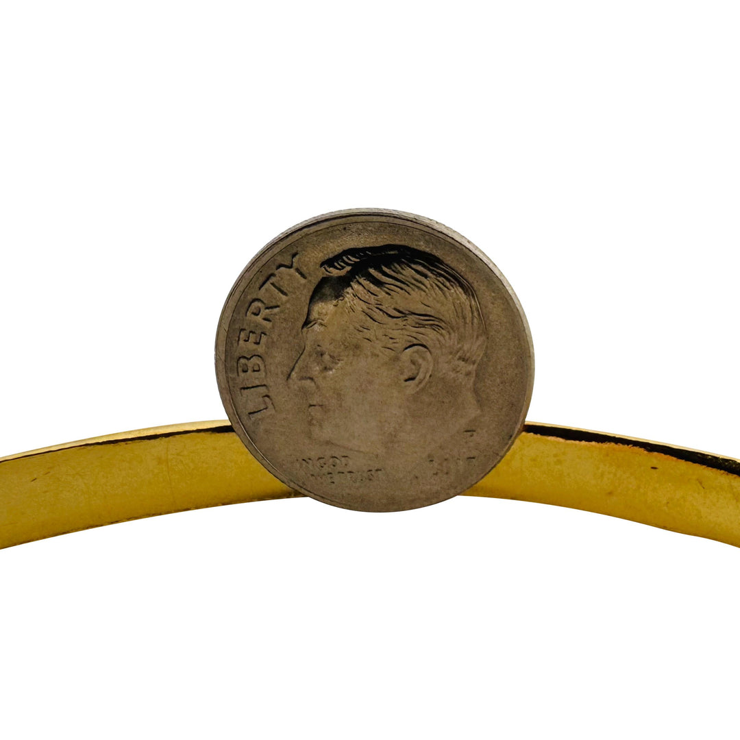 22k Yellow Gold 32.3g Solid Heavy 5mm Hammered Round Bangle Bracelet 8.5"