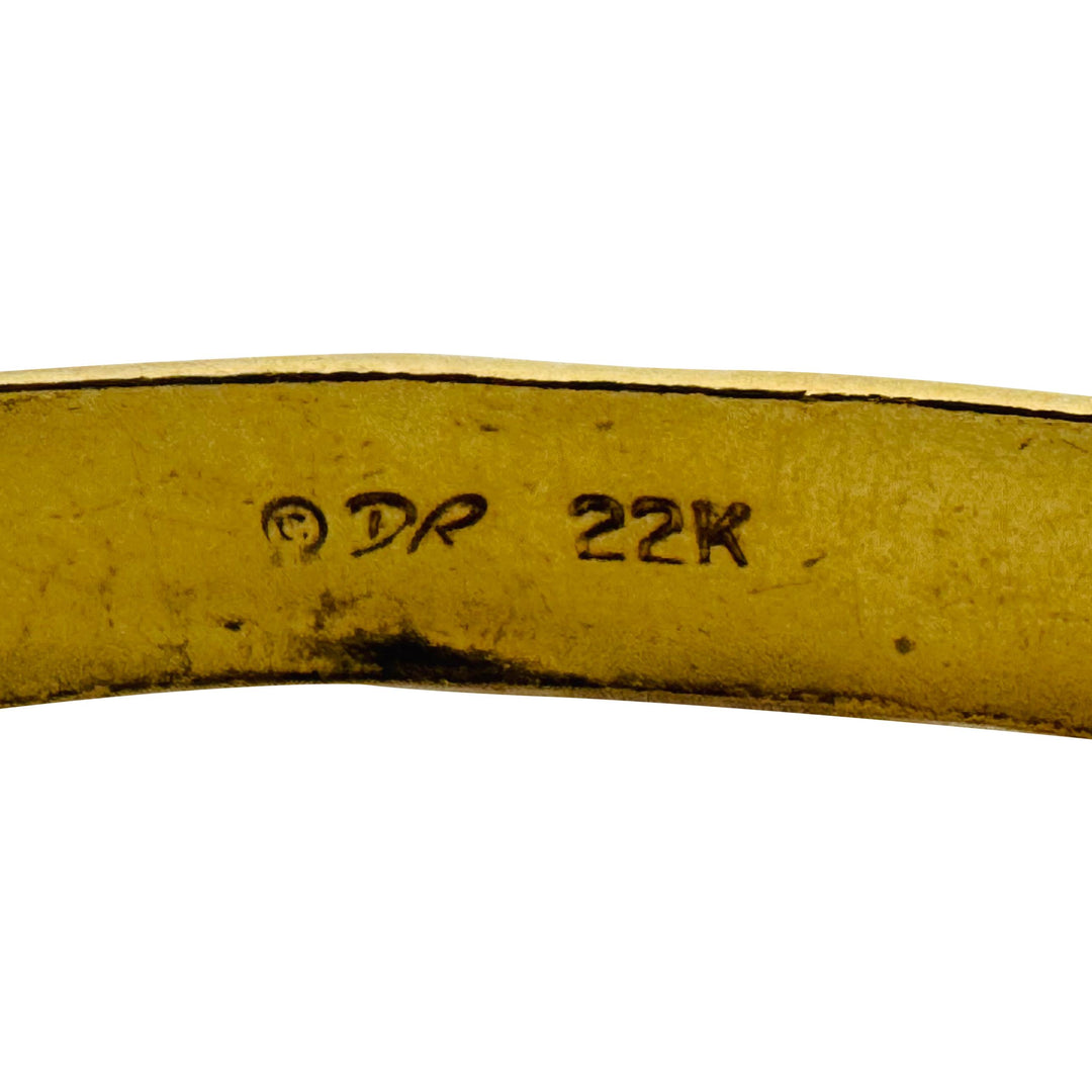 22k Yellow Gold 32.3g Solid Heavy 5mm Hammered Round Bangle Bracelet 8.5"