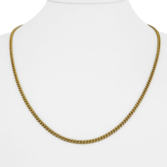 19k Portuguese Yellow Gold 14.3g Solid 2.5mm Curb Link Chain Necklace 20