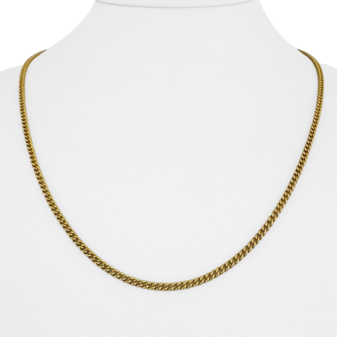 19k Portuguese Yellow Gold 14.3g Solid 2.5mm Curb Link Chain Necklace 20"