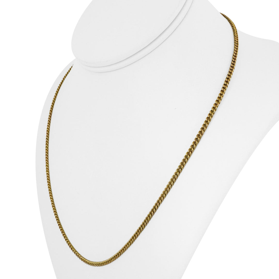 19k Portuguese Yellow Gold 14.3g Solid 2.5mm Curb Link Chain Necklace 20"