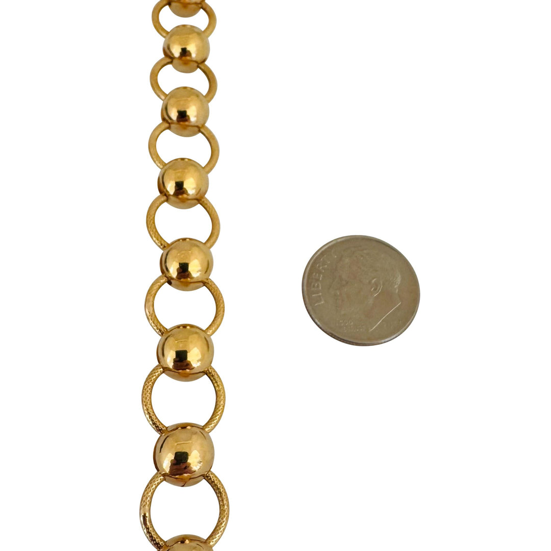 19k Portuguese Yellow Gold 15.7g Vintage Ladies Fancy Link Bracelet 8"