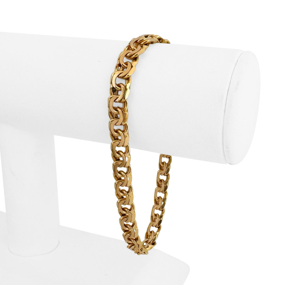 19k Portuguese Yellow Gold 25.5g Solid Double Curb Link Men's Bracelet 8.25"