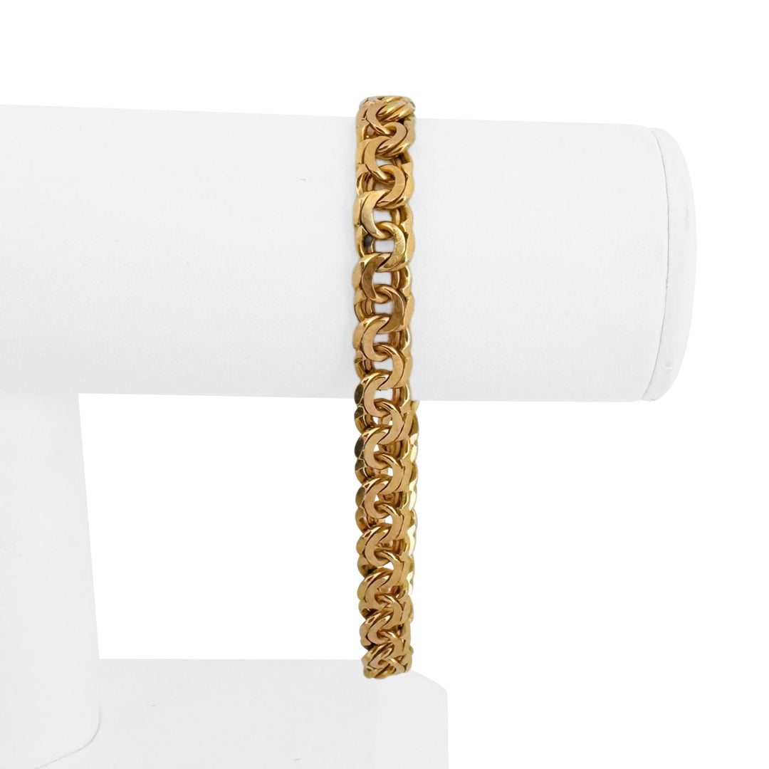 19k Portuguese Yellow Gold 25.5g Solid Double Curb Link Men's Bracelet 8.25"
