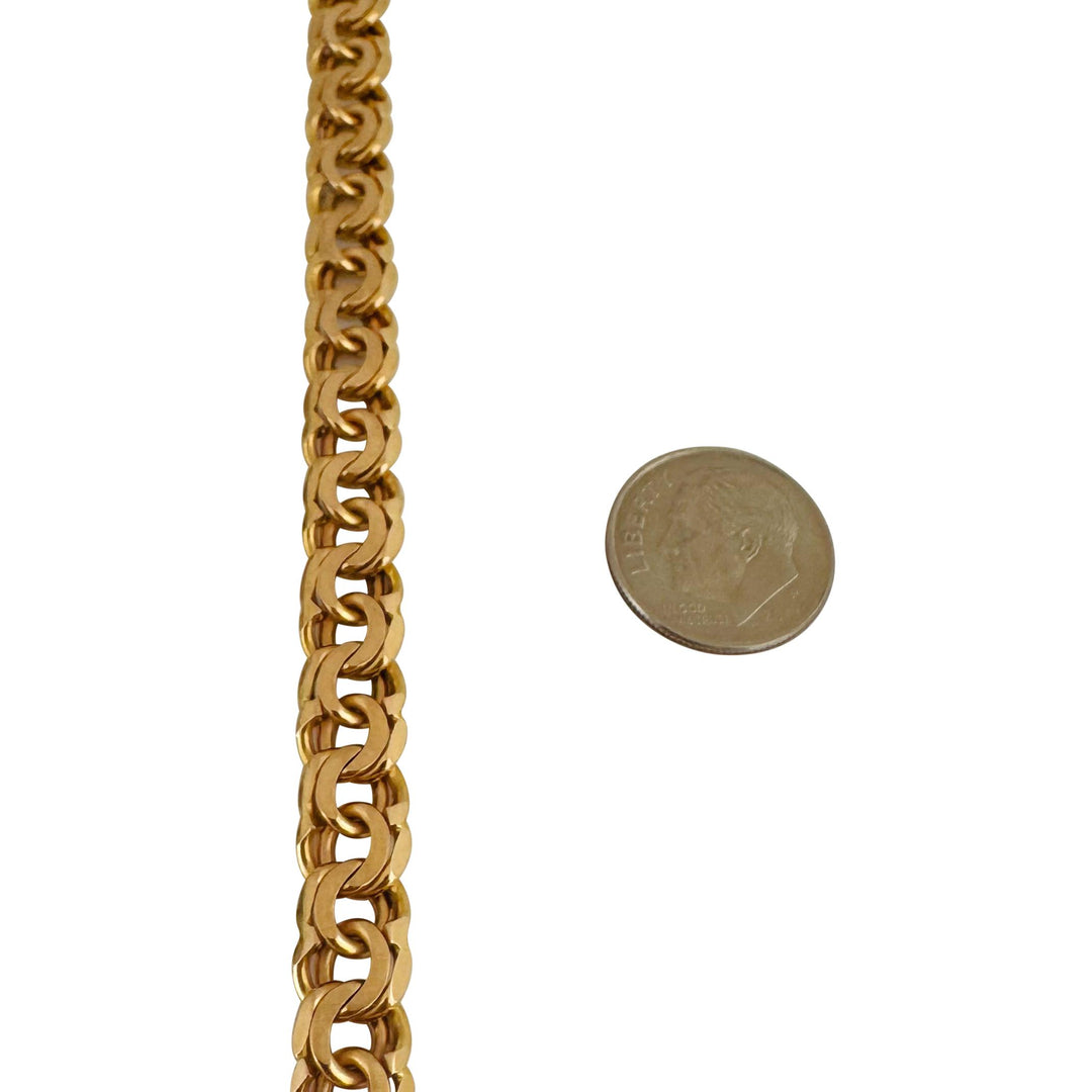 19k Portuguese Yellow Gold 25.5g Solid Double Curb Link Men's Bracelet 8.25"