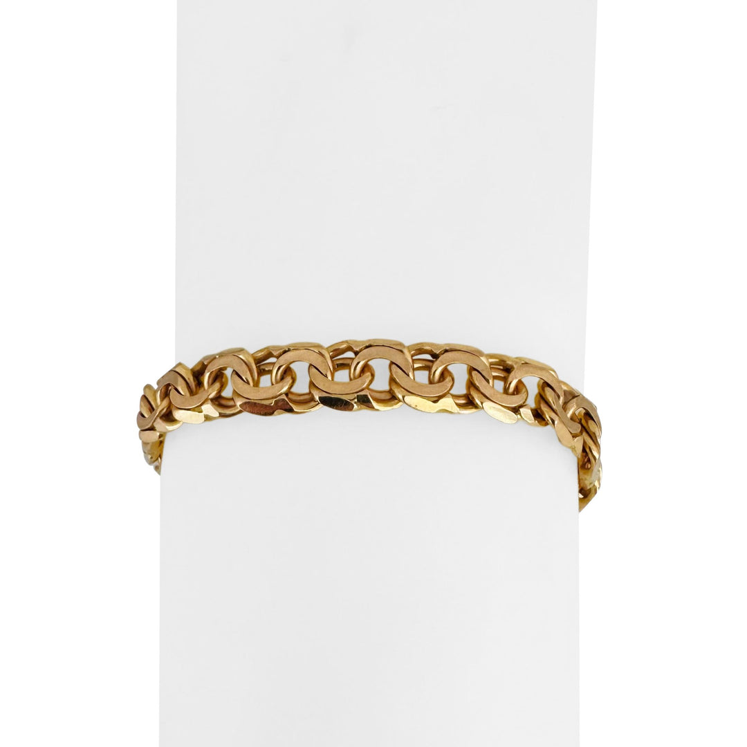 19k Portuguese Yellow Gold 25.5g Solid Double Curb Link Men's Bracelet 8.25"