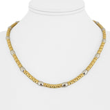 18k Yellow and White Gold 35g Two Tone Fancy Beaded Necklace Italy 18"