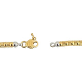 18k Yellow and White Gold 35g Two Tone Fancy Beaded Necklace Italy 18"