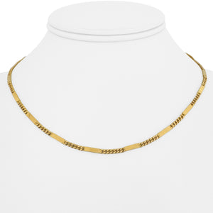 18k Yellow Gold 11g Solid Vintage 2.5mm Curb and Bar Link Necklace Italy 16"
