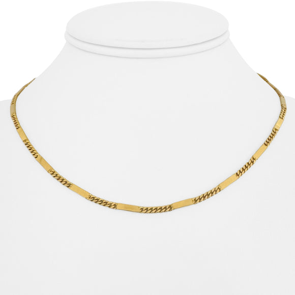 18k Yellow Gold 11g Solid Vintage 2.5mm Curb and Bar Link Necklace Italy 16