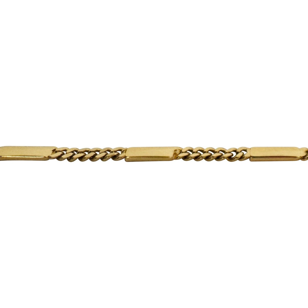 18k Yellow Gold 11g Solid Vintage 2.5mm Curb and Bar Link Necklace Italy 16"