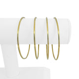 Set of Four 18k Yellow Gold Solid Round Slip On Bangle Bracelets 8"
