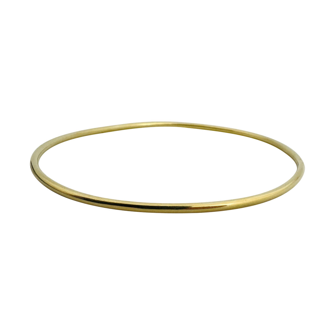 Set of Four 18k Yellow Gold Solid Round Slip On Bangle Bracelets 8"