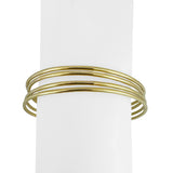 Set of Four 18k Yellow Gold Solid Round Slip On Bangle Bracelets 8"