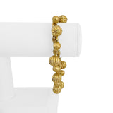 18k Yellow Gold 34.5g Ladies Cable Link and Ball Charm Bracelet Italy 7.5"