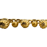 18k Yellow Gold 34.5g Ladies Cable Link and Ball Charm Bracelet Italy 7.5"