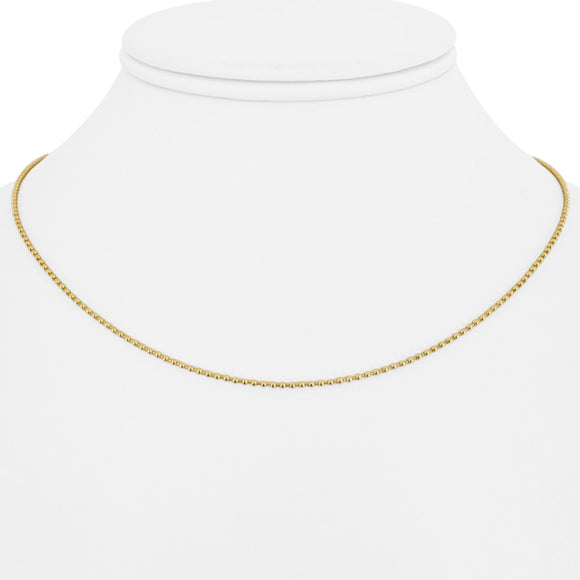 18k Yellow Gold 2.8g Thin Ladies 1.2mm Ball Bead Link Necklace Italy 16