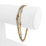 18k Tri Tone Gold 6.5g Triple Strand Station Cable Link Bracelet Italy 7.25"