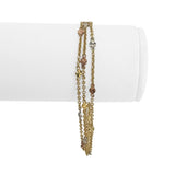 18k Tri Tone Gold 6.5g Triple Strand Station Cable Link Bracelet Italy 7.25"