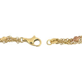 18k Tri Tone Gold 6.5g Triple Strand Station Cable Link Bracelet Italy 7.25"
