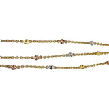 18k Tri Tone Gold 6.5g Triple Strand Station Cable Link Bracelet Italy 7.25"