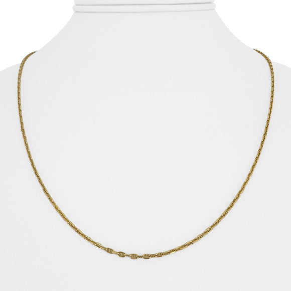 18k Yellow Gold 4.9g Solid Thin 2mm Mariner Link Chain Necklace Italy 20