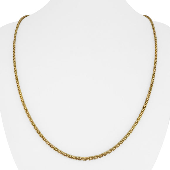 18k Yellow Gold 16.4g Solid Heavy 2.2mm Wheat Link Chain Necklace 23
