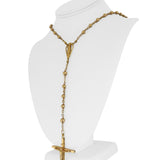 14k Yellow Gold 46.5g Vintage Heavy Beaded Rosary Necklace 32"