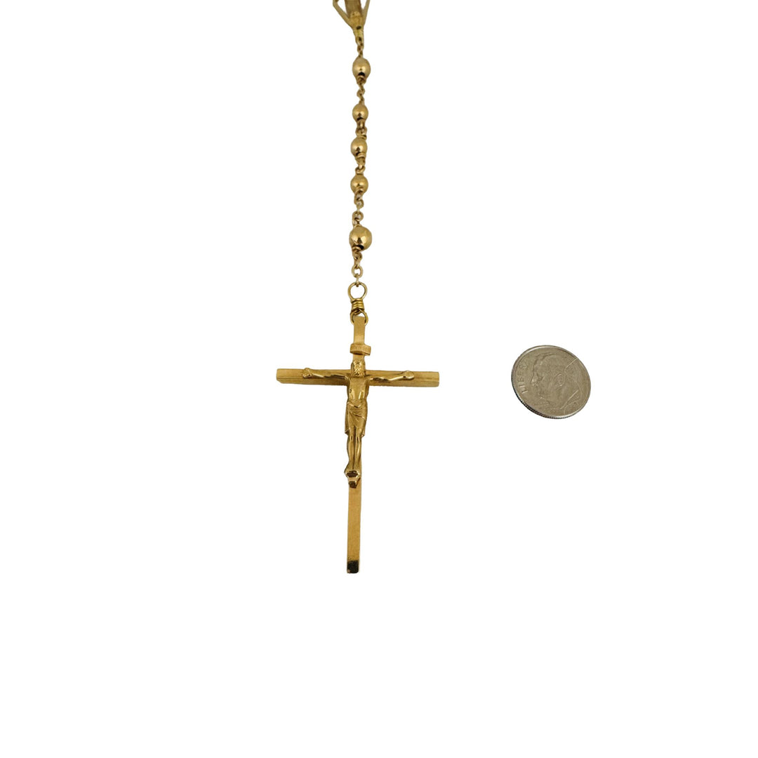 14k Yellow Gold 46.5g Vintage Heavy Beaded Rosary Necklace 32"
