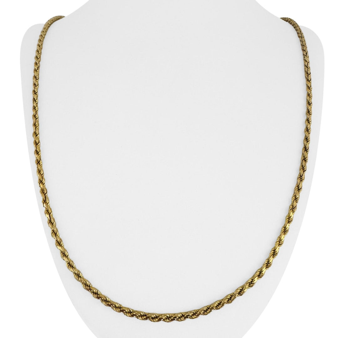 14k Yellow Gold 28.4g Solid 3mm Diamond Cut Rope Chain Necklace Italy 30"