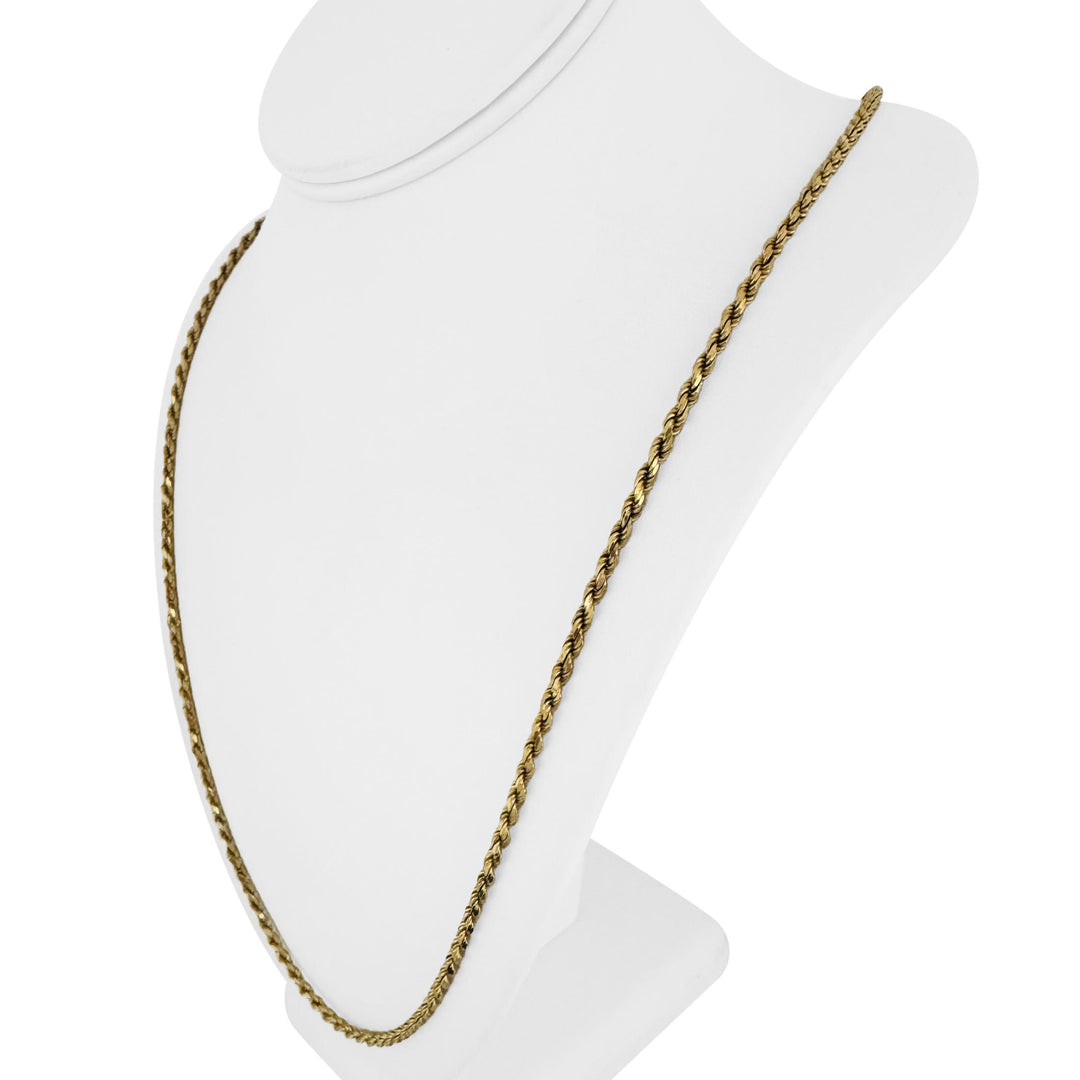 14k Yellow Gold 28.4g Solid 3mm Diamond Cut Rope Chain Necklace Italy 30"